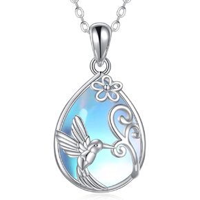 DAYLINLOVE الحيوان قلادة 925 فضة Moonstone الثعلب/اليعسوب/الطائر الطنان/حورية البحر قلادة مجوهرات للنساء الفتيات in Kuwait