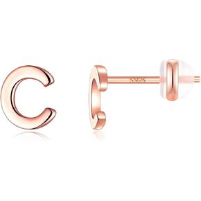 Sterling Silver Stud Earrings for Girls Women, 925 Sterling Silver Initial Stud Earrings Hypoallergenic Earrings for Women Girls Sensitive Ear