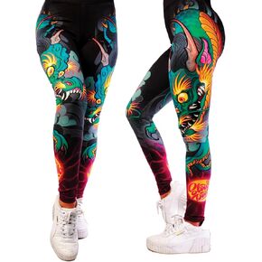 طماق التنين الأخضر للملابس | بنطال ضيق وشم عالي الخصر للنساء من توني سيافارو (الولايات المتحدة، ألفا، متوسط، عادي، عادي) in Kuwait