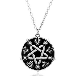 بضائع ساحرة III ينيفير ذات خمس نجوم سحر المعلقات الفضة مطلي أسود الفايكنج جولة التعويذة قلادة قلادة للمعجبين in Kuwait