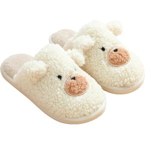 Jbciuds Bear Slippers for Women Cute Fluffy Slippers Memory Foam House Slippers Warm Plush Bedroom Anti-Slip House Shoes Outdoor Indoor