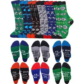 Panitay 6 Pairs Gym Gift Socks Fitness Themed Socks for Men Women Fun Novelty Crazy Crew Socks Powerlifting Dumbbell Workout Gifts for Gym Lovers Trainer Gifts Christmas Socks in Saudi Arabia