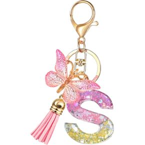 GIFTOXO Letter Keychains for Women and Girls, Key Chains for Car Keys, Cute & Pink Keychain Accessories for Backpack, Wallet