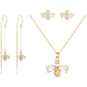 Winssigma Bee Necklace Earrings Set for Women, Butterfly Jewelry Set Ladybug Necklace Earrings Daisy Earrings Necklace Cute Animal Jewelry Gift in Saudi Arabia