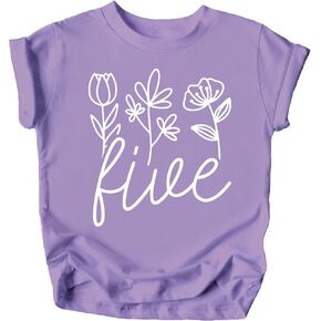 Five Floral 5th Birthday Shirt for Toddler Girls Fifth Birthday Outfit in Saudi Arabia
