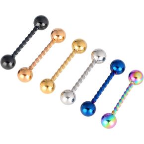 JIAQIAN الفولاذ المقاوم للصدأ اللسان الدائري المتلألئة بار مستقيم اللسان تويست 14 مقياس 5/8 بوصة (16 مم) 6 قطع, معدن, ان ايه in Kuwait