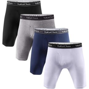 YuKaiChen Men's Soft Bamboo Fiber Underwear Long Boxer Briefs Function Fly