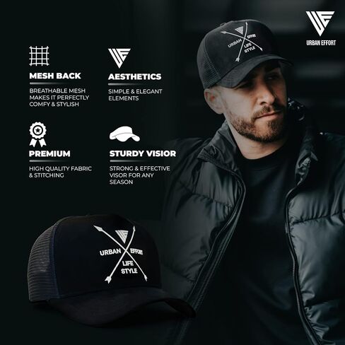 Urban Effort Trucker Hat for Men - Mesh Back Baseball Cap, 5 Panel Snapback Hats for Men and Women in Kuwait