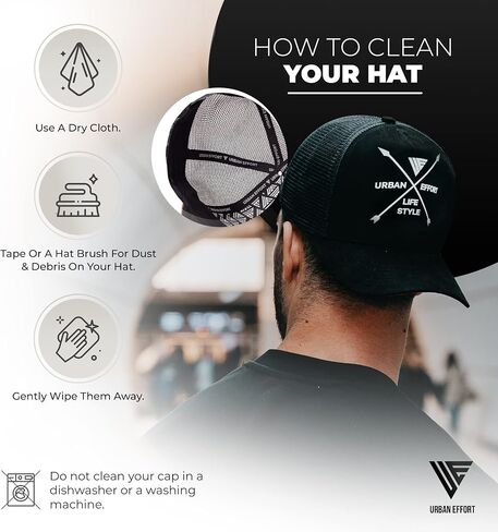 Urban Effort Trucker Hat for Men - Mesh Back Baseball Cap, 5 Panel Snapback Hats for Men and Women in Kuwait