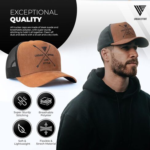 Urban Effort Trucker Hat for Men - Mesh Back Baseball Cap, 5 Panel Snapback Hats for Men and Women in Saudi Arabia