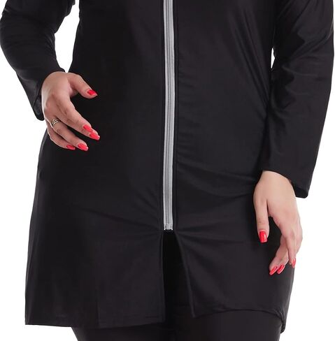 FYMNSI Women Modest Muslim Swimsuits Plus Size Full Body Islamic Burkini Hijab 3 Piece Long Sleeve Rash Guard Skirt Swimwear in Kuwait