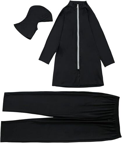 FYMNSI Women Modest Muslim Swimsuits Plus Size Full Body Islamic Burkini Hijab 3 Piece Long Sleeve Rash Guard Skirt Swimwear in Kuwait