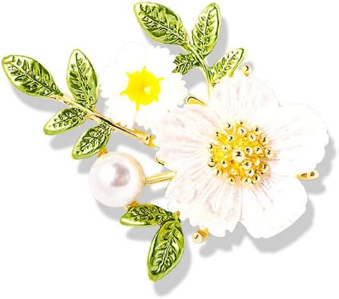 بروش بتصميم زهرة الاقحوان واللؤلؤ والاقحوان من المينا، دبابيس انيقة للمجوهرات كاجوال، هدايا للنساء في الحفلات والشنط والقبعة، دبابيس بروش من خليط معدني من الستيل بدون احجار كريمة, سبيكة صلب, بدون in Kuwait