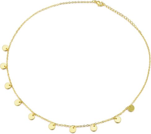 قلادة صغيرة ذهبية من سلسلة الأقراص الصغيرة من DELLA MODA 14 بوصة مع تمديد 5 سم in Kuwait