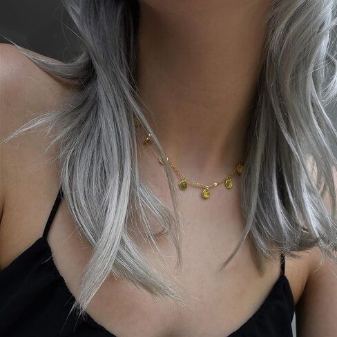 قلادة صغيرة ذهبية من سلسلة الأقراص الصغيرة من DELLA MODA 14 بوصة مع تمديد 5 سم in Kuwait