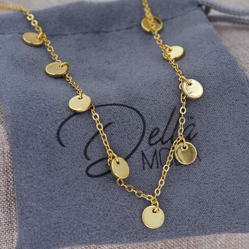 قلادة صغيرة ذهبية من سلسلة الأقراص الصغيرة من DELLA MODA 14 بوصة مع تمديد 5 سم in Kuwait