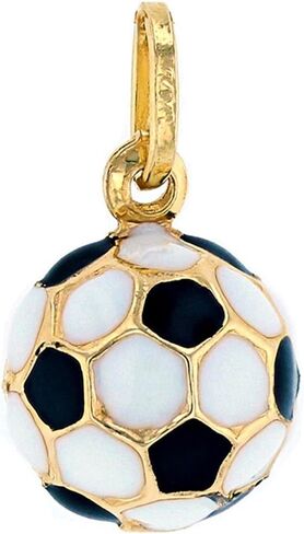 Sports by Jewelry America 14k Gold 3D Soccer Ball Charm Pendant with Black and White Enamel in Saudi Arabia