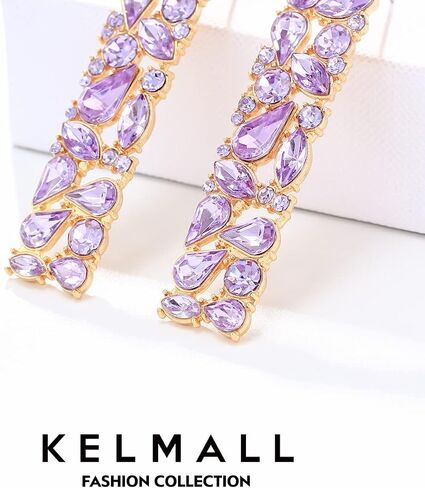 أقراط KELMALL الأنيقة المستطيلة من حجر الراين أقراط متدلية هندسية كريستالية عصرية للنساء in Kuwait