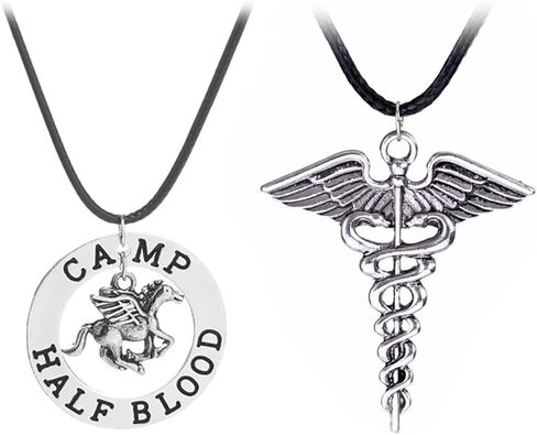 اكس سي اف اس قلادة بدلاية بتصميم نصف دم محفور عليها عبارة «The Last Olympian Camp Pegasus Zeus» للمعجبين من قطعتين من بيرسي جاكسون وذا لايتنينغ ثيف، لون فضي in Kuwait