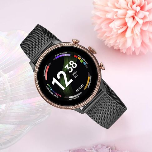 حزام ساعة TRUMiRR للنساء من Fossil Gen 6 42 مم / Gen 5E 42 مم، 18 مم شبكي منسوج من الفولاذ المقاوم للصدأ حزام ساعة سريع الإصدار لـ Fossil Women's Charter HR/Gen 4 Venture HR/Stella/Carlie Gen 6 Hybrid in Kuwait