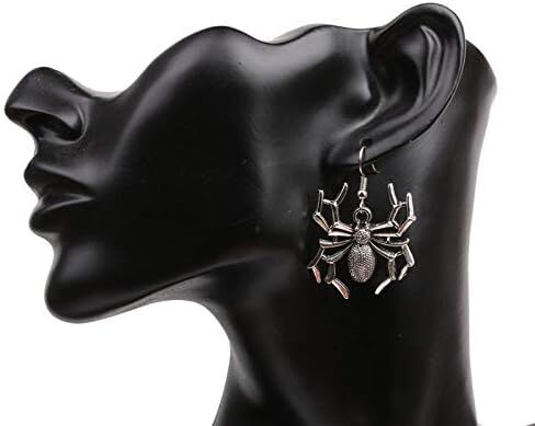 925 الجنيه الاسترليني مطلي ريترو 3D الشرير العنكبوت الكبير سحر شرابة قطرة تتدلى الأقراط in Kuwait