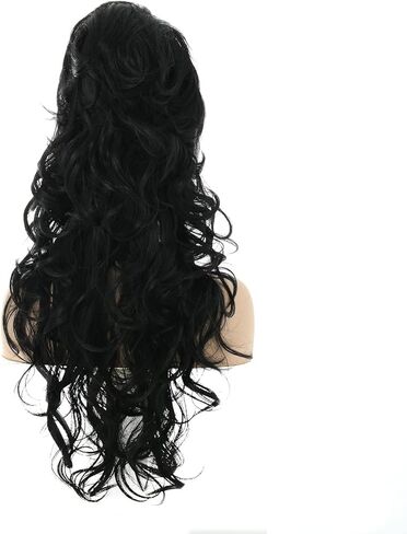 باروكة خلية نحل سوداء طويلة مجعدة من FYXZHUO - شعر صناعي مموج ومنتفخ مقاوم للحرارة يناسب الأزياء التنكرية لحفلات الهالوين in Kuwait