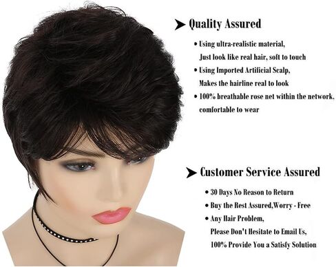 Baruisi قصيرة بني داكن عابث الباروكات للنساء السود الاصطناعية الطبقات قصيرة شعر مستعار مجعد تأثيري استبدال شعر مستعار مع غطاء شعر مستعار in Kuwait