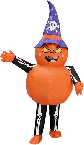 أزياء الهالوين القابلة للنفخ على شكل قرع للبالغين - بطول 9.6 أقدام بالإضافة إلى حجم كبير وطويل أزياء الهالوين للنساء والرجال، 2023 أزياء قرع لطيفة مضحكة مع شبكة عنكبوت هيكلية للبالغين in Kuwait