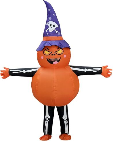 أزياء الهالوين القابلة للنفخ على شكل قرع للبالغين - بطول 9.6 أقدام بالإضافة إلى حجم كبير وطويل أزياء الهالوين للنساء والرجال، 2023 أزياء قرع لطيفة مضحكة مع شبكة عنكبوت هيكلية للبالغين in Kuwait
