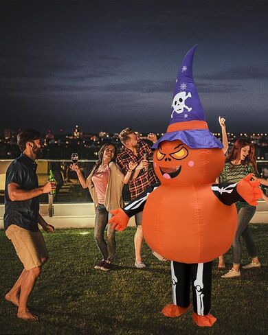 أزياء الهالوين القابلة للنفخ على شكل قرع للبالغين - بطول 9.6 أقدام بالإضافة إلى حجم كبير وطويل أزياء الهالوين للنساء والرجال، 2023 أزياء قرع لطيفة مضحكة مع شبكة عنكبوت هيكلية للبالغين in Kuwait