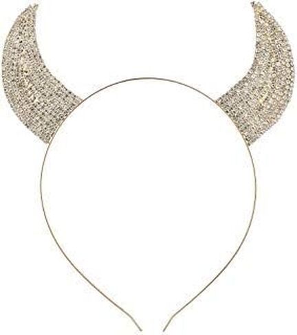 LUX ACCESSORIES Halloween Girls Festive Rhinestone Bling Devil Horn Ears Costume Headband in Saudi Arabia