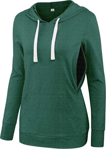 سترة Fitglam النسائية للرضاعة الطبيعية بغطاء رأس بسحاب جانبي مع جيوب وأكمام طويلة سترة الحمل in Kuwait