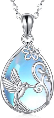 DAYLINLOVE الحيوان قلادة 925 فضة Moonstone الثعلب/اليعسوب/الطائر الطنان/حورية البحر قلادة مجوهرات للنساء الفتيات in Kuwait