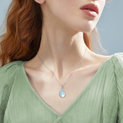 DAYLINLOVE الحيوان قلادة 925 فضة Moonstone الثعلب/اليعسوب/الطائر الطنان/حورية البحر قلادة مجوهرات للنساء الفتيات in Kuwait