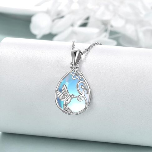 DAYLINLOVE الحيوان قلادة 925 فضة Moonstone الثعلب/اليعسوب/الطائر الطنان/حورية البحر قلادة مجوهرات للنساء الفتيات in Kuwait