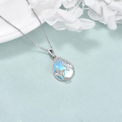 DAYLINLOVE الحيوان قلادة 925 فضة Moonstone الثعلب/اليعسوب/الطائر الطنان/حورية البحر قلادة مجوهرات للنساء الفتيات in Kuwait