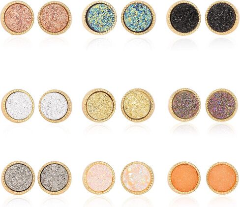 JOYAGIFT الراتنج Druzy أقراط للنساء، أزياء هيبوالرجينيك هندسية لامعة كريستال Druse أقراط مسمار مجموعة للمراهقات الفتيات in Kuwait