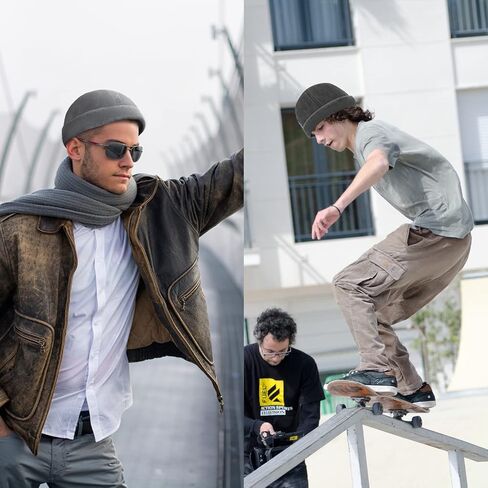 Brimless Hats for Men, 4 Pack Docker Cap Denim No Brim Hat Retro Flip Hat Vintage Rolled Beanie Skullcap, Adjustable in Saudi Arabia