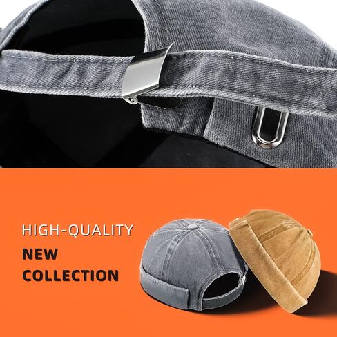 Brimless Hats for Men, 4 Pack Docker Cap Denim No Brim Hat Retro Flip Hat Vintage Rolled Beanie Skullcap, Adjustable in Saudi Arabia