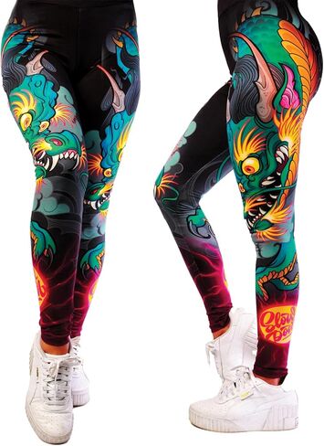 طماق التنين الأخضر للملابس | بنطال ضيق وشم عالي الخصر للنساء من توني سيافارو (الولايات المتحدة، ألفا، متوسط، عادي، عادي) in Kuwait