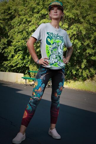 طماق التنين الأخضر للملابس | بنطال ضيق وشم عالي الخصر للنساء من توني سيافارو (الولايات المتحدة، ألفا، متوسط، عادي، عادي) in Kuwait