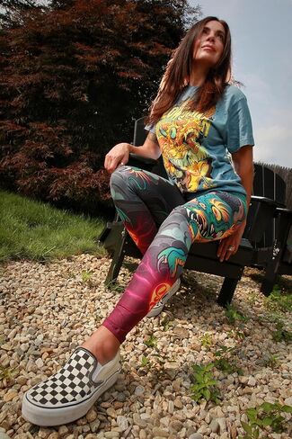 طماق التنين الأخضر للملابس | بنطال ضيق وشم عالي الخصر للنساء من توني سيافارو (الولايات المتحدة، ألفا، متوسط، عادي، عادي) in Kuwait