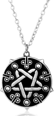 بضائع ساحرة III ينيفير ذات خمس نجوم سحر المعلقات الفضة مطلي أسود الفايكنج جولة التعويذة قلادة قلادة للمعجبين in Kuwait