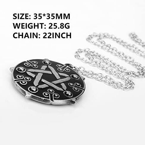 بضائع ساحرة III ينيفير ذات خمس نجوم سحر المعلقات الفضة مطلي أسود الفايكنج جولة التعويذة قلادة قلادة للمعجبين in Kuwait