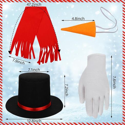 Liitrsh Adult Snowman Costume Kit Winter Frosty Costumes Snowman Hat with Red Band Carrot Nose Scarf Gloves for Women Men Christmas Dress up Party Cosplay in Saudi Arabia