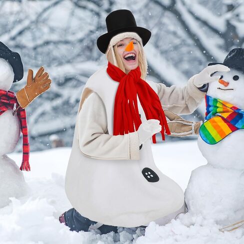 Liitrsh Adult Snowman Costume Kit Winter Frosty Costumes Snowman Hat with Red Band Carrot Nose Scarf Gloves for Women Men Christmas Dress up Party Cosplay in Saudi Arabia