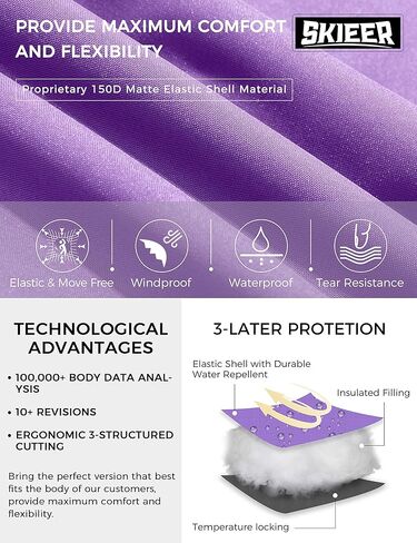 Skieer Women's Waterproof Ski Jacket Warm Winter Coat Fleece Snowboarding Coat in Saudi Arabia