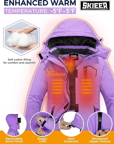 Skieer Women's Waterproof Ski Jacket Warm Winter Coat Fleece Snowboarding Coat in Saudi Arabia