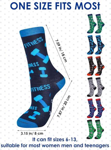 Panitay 6 Pairs Gym Gift Socks Fitness Themed Socks for Men Women Fun Novelty Crazy Crew Socks Powerlifting Dumbbell Workout Gifts for Gym Lovers Trainer Gifts Christmas Socks in Saudi Arabia
