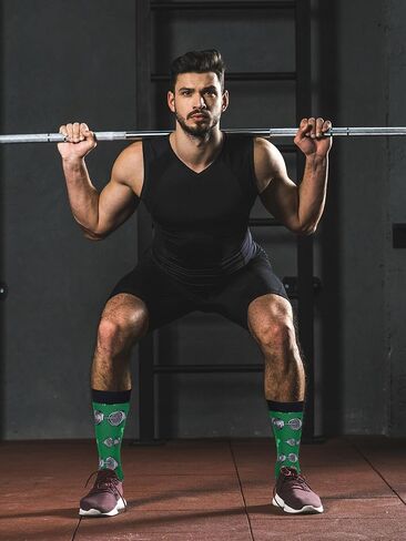 Panitay 6 Pairs Gym Gift Socks Fitness Themed Socks for Men Women Fun Novelty Crazy Crew Socks Powerlifting Dumbbell Workout Gifts for Gym Lovers Trainer Gifts Christmas Socks in Saudi Arabia